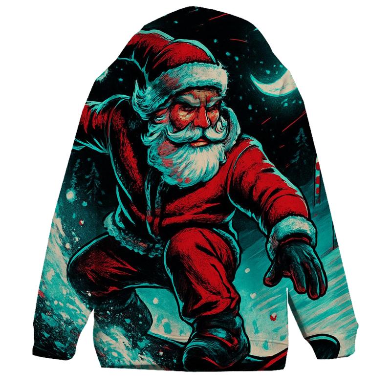 Neon Snowstorm Santa Street Rider zip-up hoodies