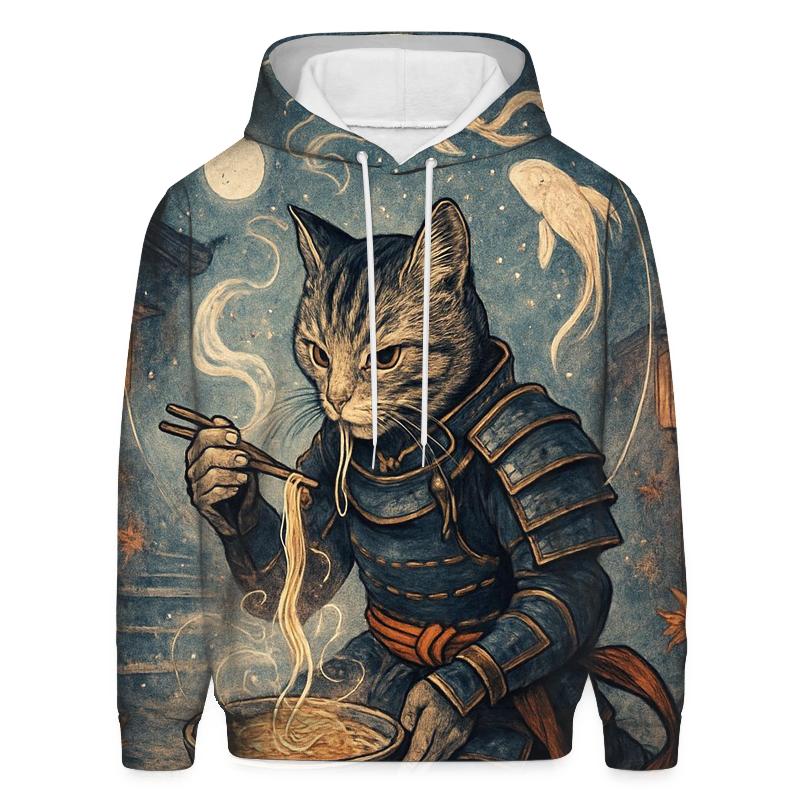 Moonlit Ramen Ronin Cat pullover hoodies