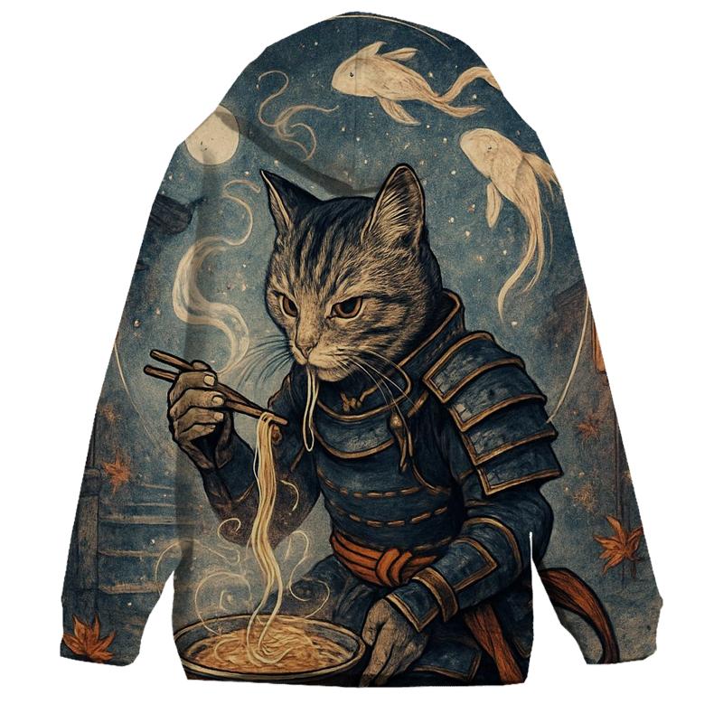 Moonlit Ramen Ronin Cat pullover hoodies
