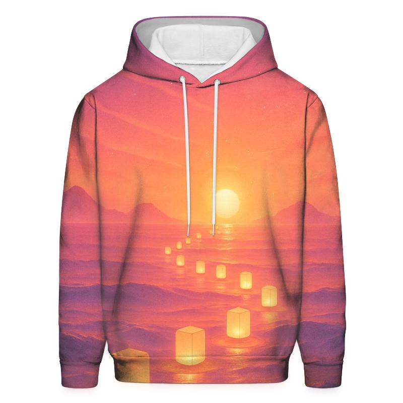Lantern Tide At Coral Dusk heavyweight hoodies