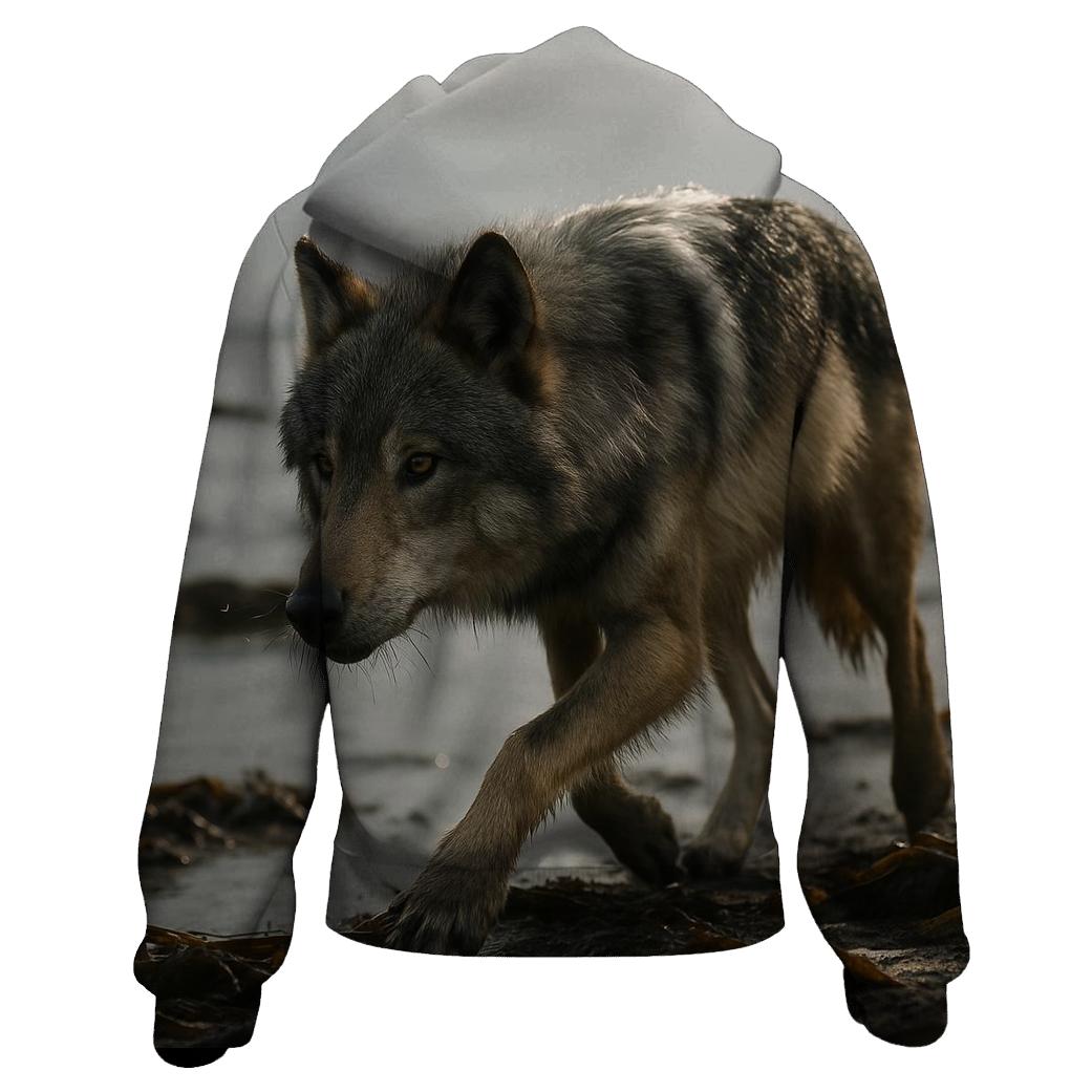 Sea Wolf Tracking Salmon Along Kelp Shore hoodies fashion
