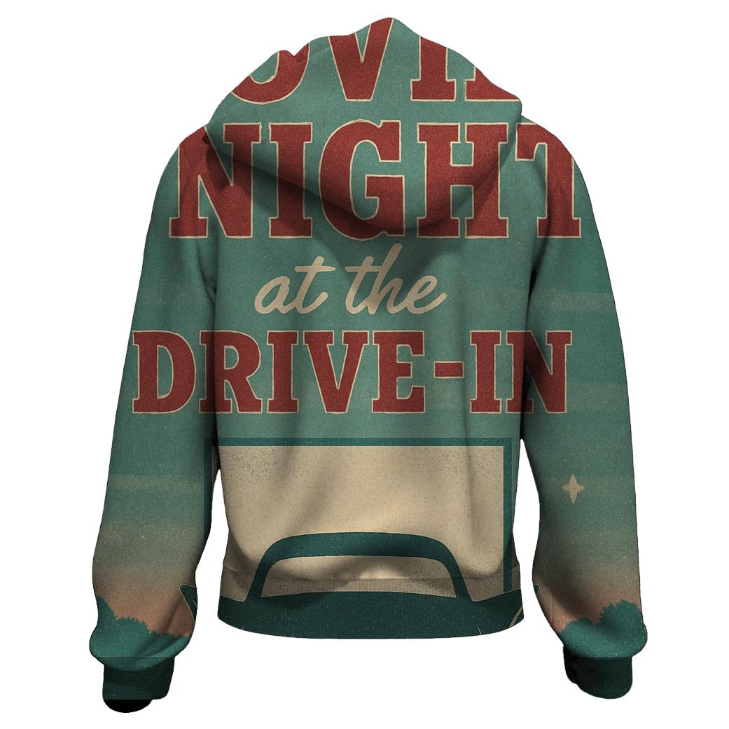 Weathered 1950s Drive In Movie Night Poster graphic hoodies