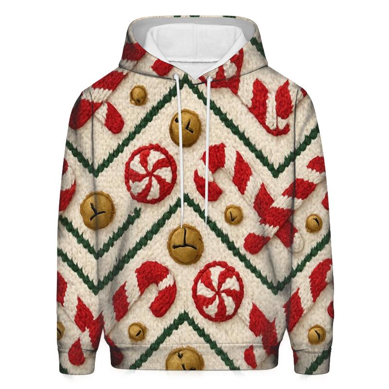 Candy Cane Knit Chevron Repeat On Warm Ivory Background custom hoodies