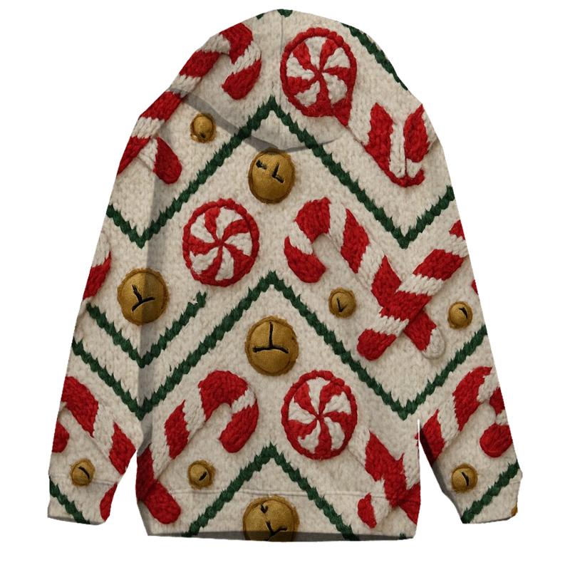 Candy Cane Knit Chevron Repeat On Warm Ivory Background custom hoodies