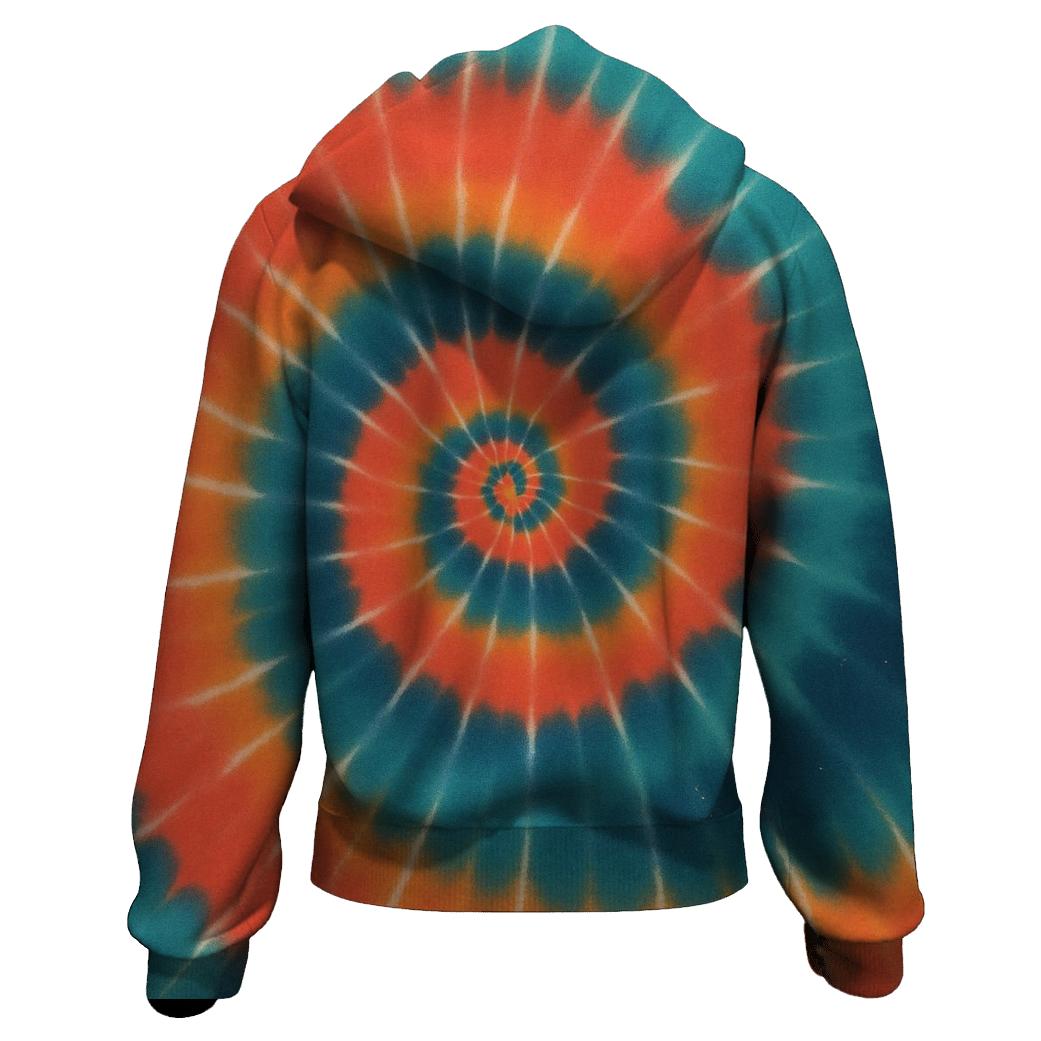 Solar Flare Spiral Overdye zip-up hoodies