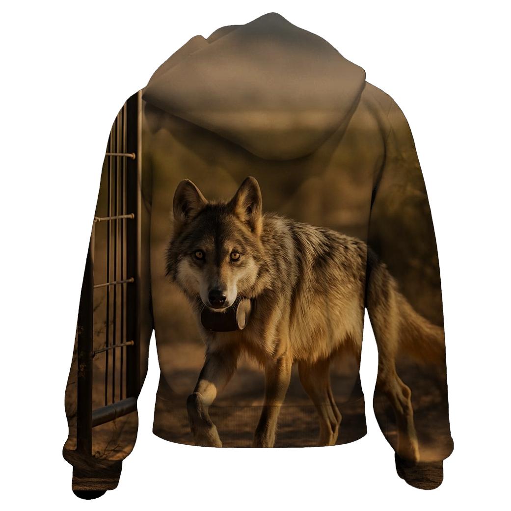 Mexican Gray Wolf At A Wildlife Corridor Fence Gap hoodie trends