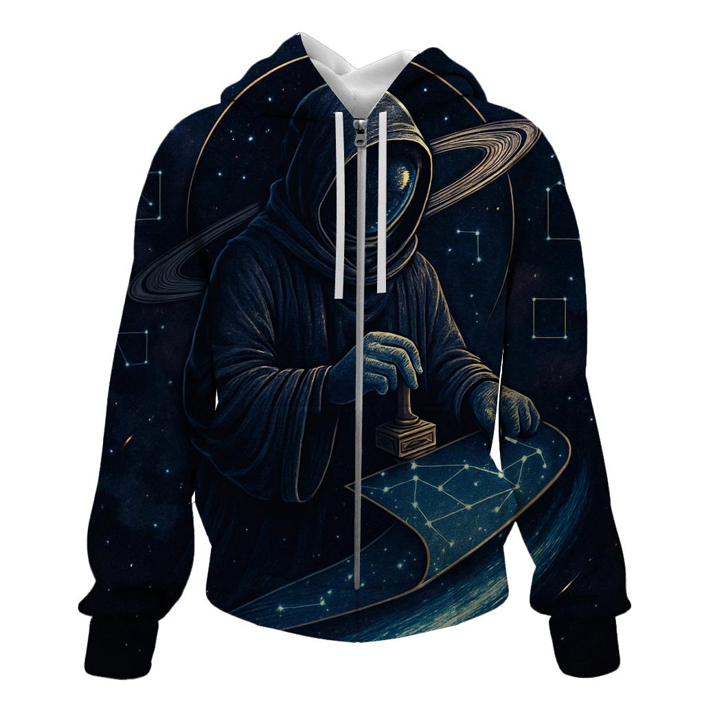 The Comet Librarian Of Midnight Orbit embroidered hoodies