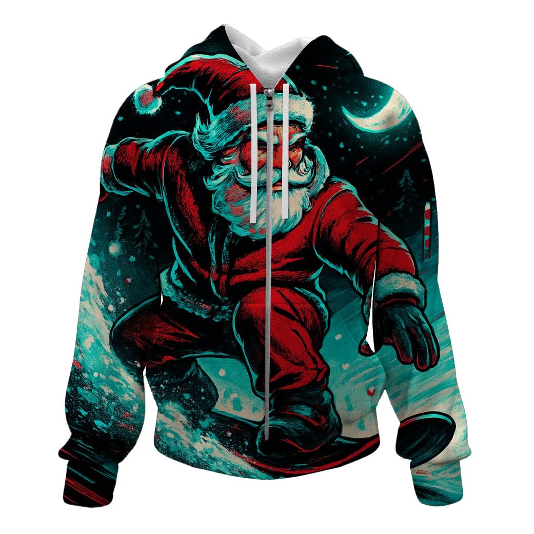 Neon Snowstorm Santa Street Rider lightweight hoodies