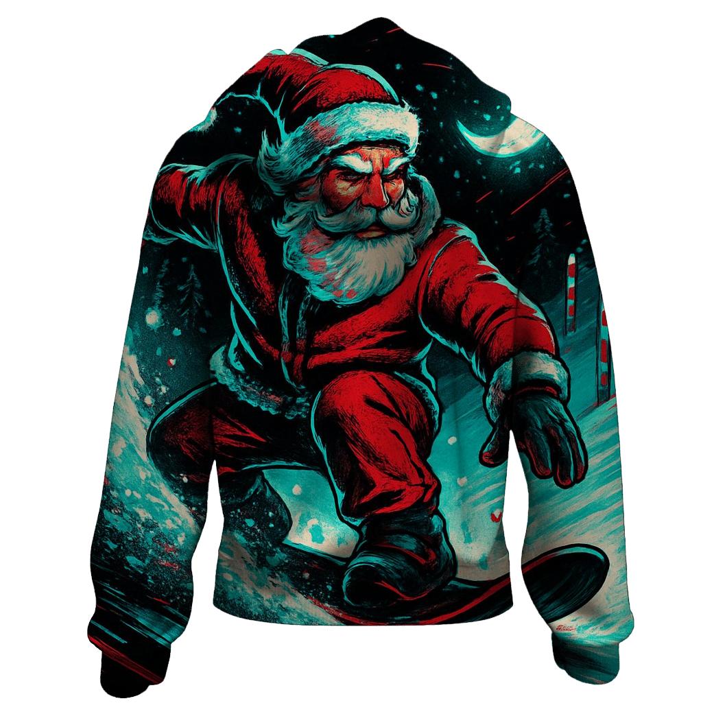 Neon Snowstorm Santa Street Rider lightweight hoodies