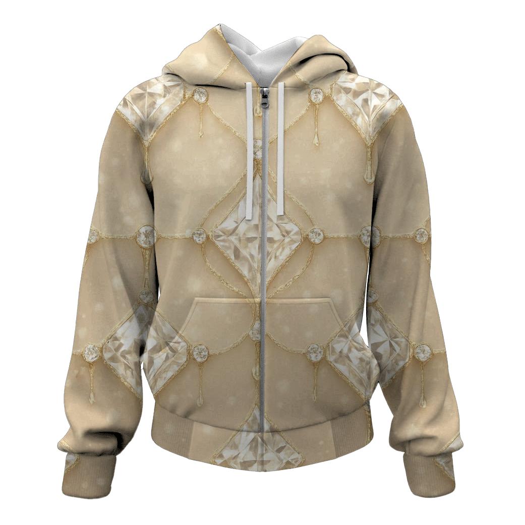 Champagne Crystal Lattice zip-up hoodies