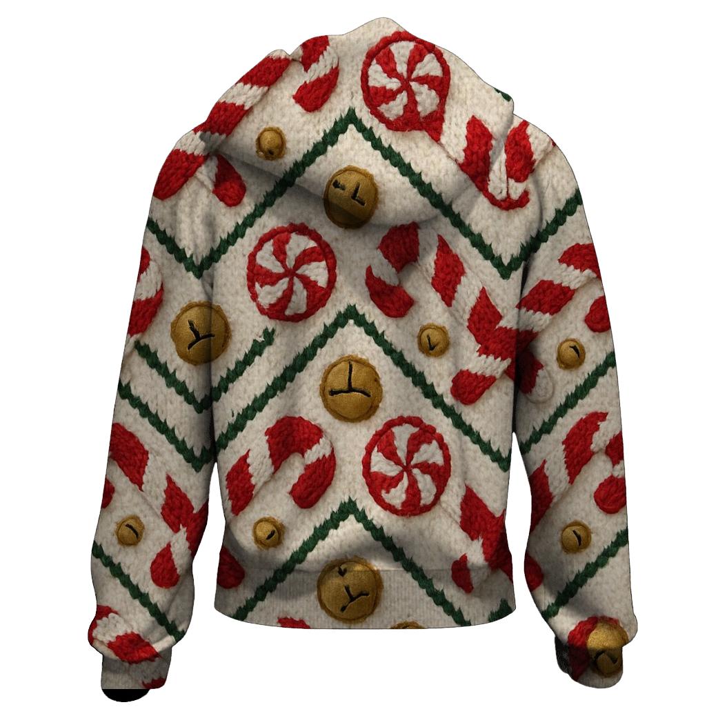Candy Cane Knit Chevron Repeat On Warm Ivory Background lightweight hoodies