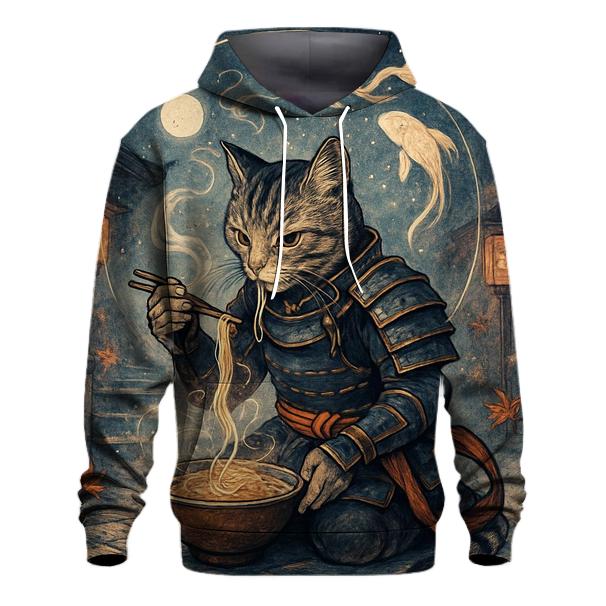 Moonlit Ramen Ronin Cat embroidered hoodies