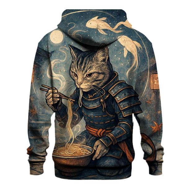 Moonlit Ramen Ronin Cat embroidered hoodies