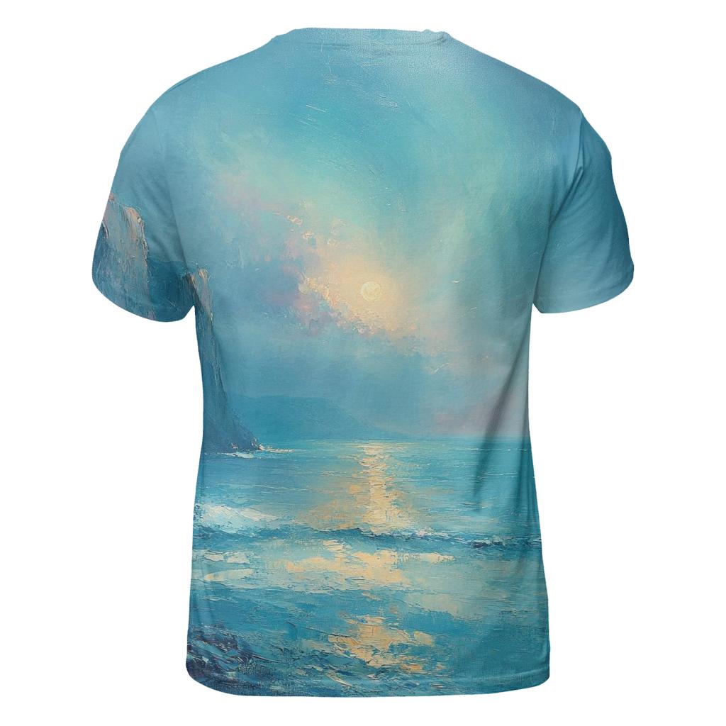 JMW Turner Inspired Aurora Over Ocean Cliffs vibrant all-over design tees