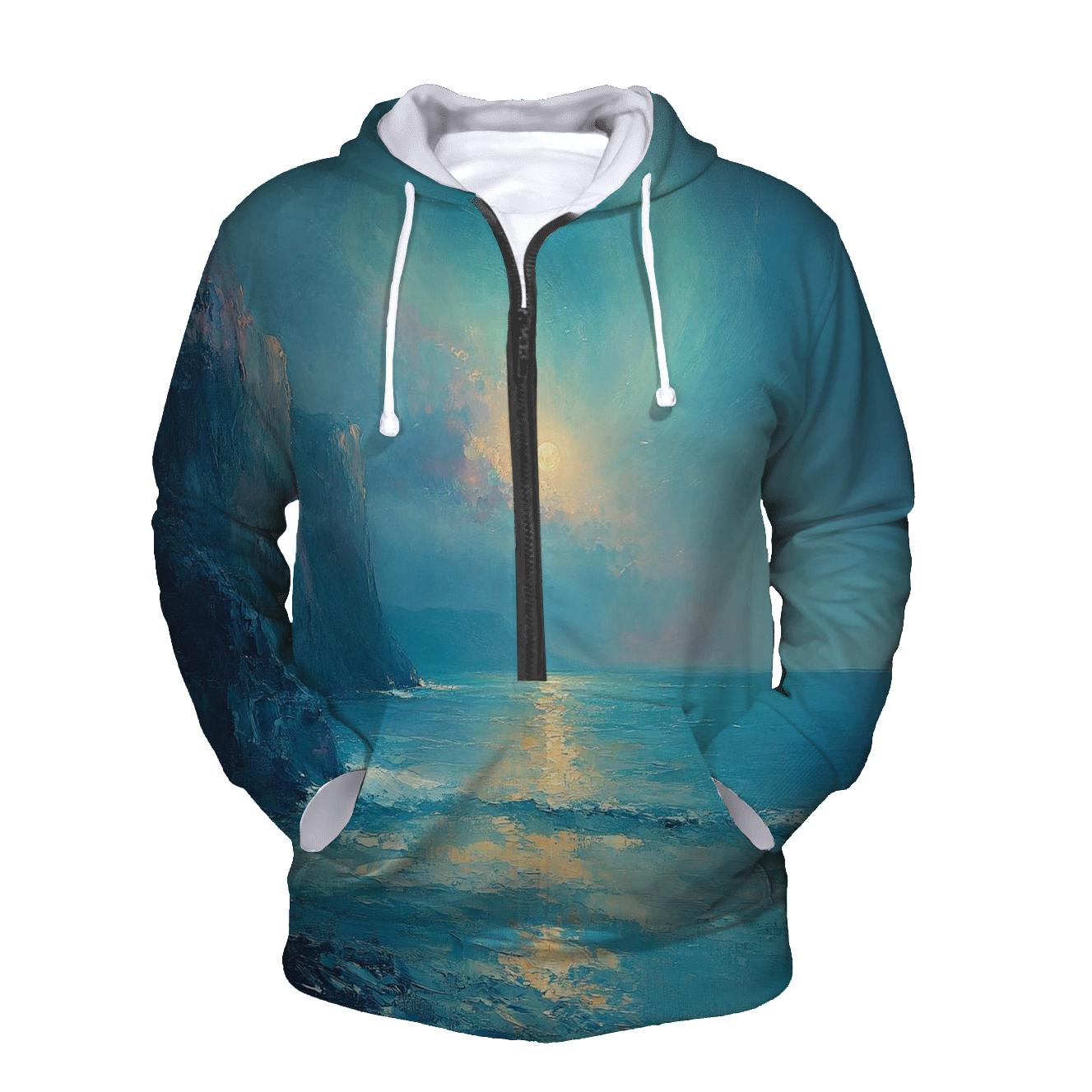 JMW Turner Inspired Aurora Over Ocean Cliffs graphic hoodies