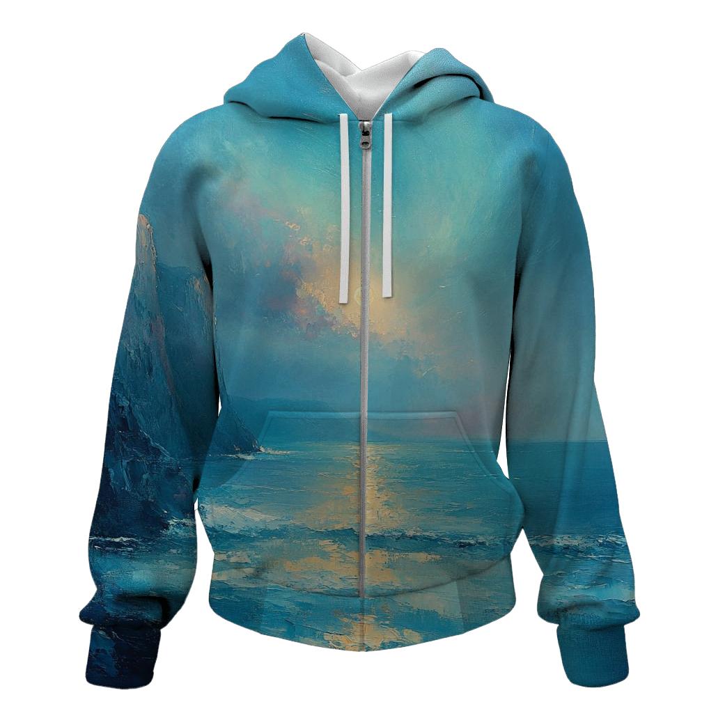 JMW Turner Inspired Aurora Over Ocean Cliffs heavyweight hoodies