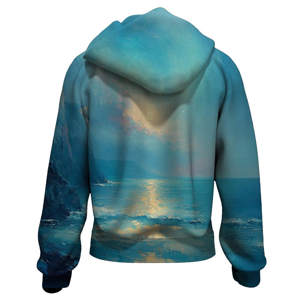 JMW Turner Inspired Aurora Over Ocean Cliffs heavyweight hoodies