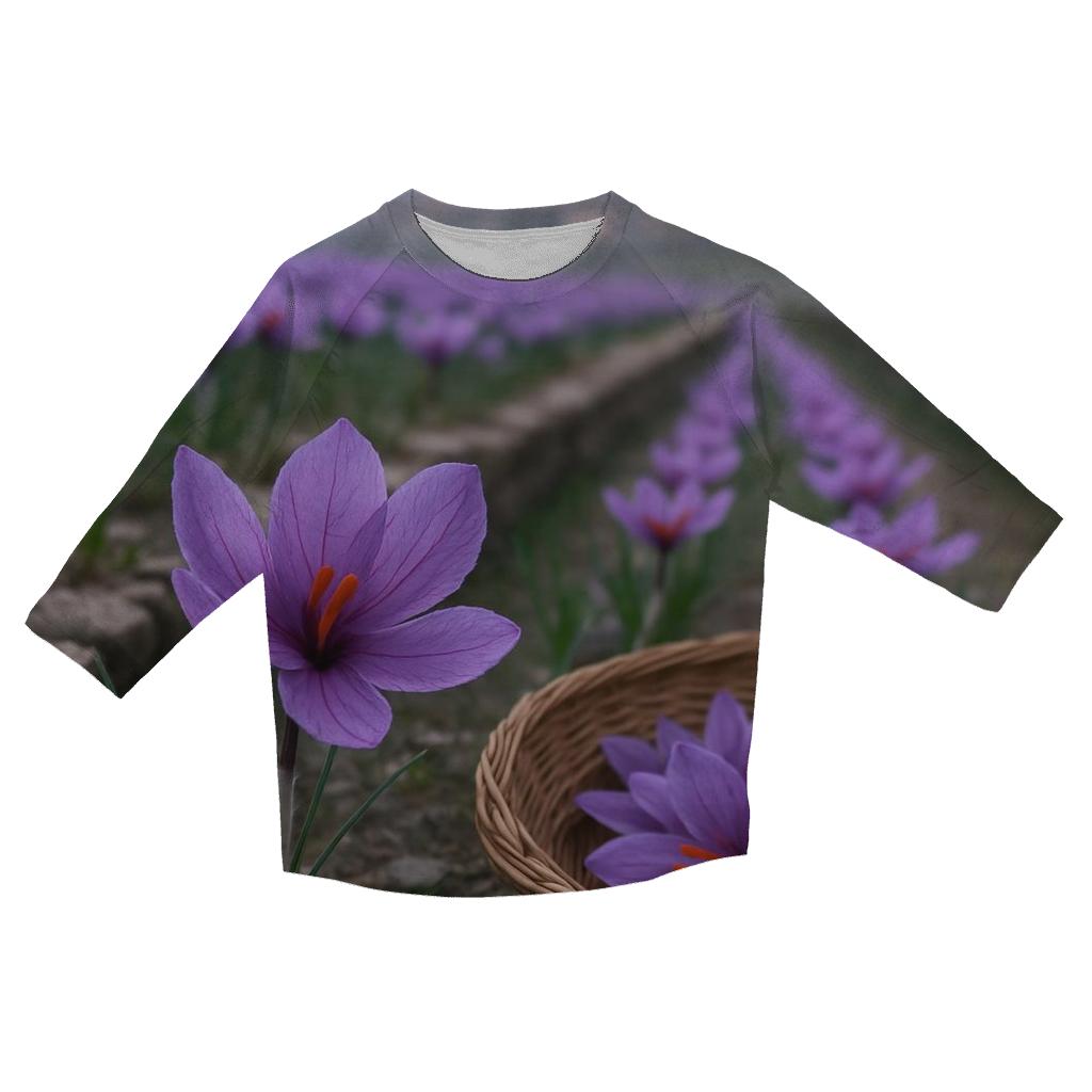 Saffron Crocus Harvest On A Kashmir Terrace custom 3/4 sleeve shirts