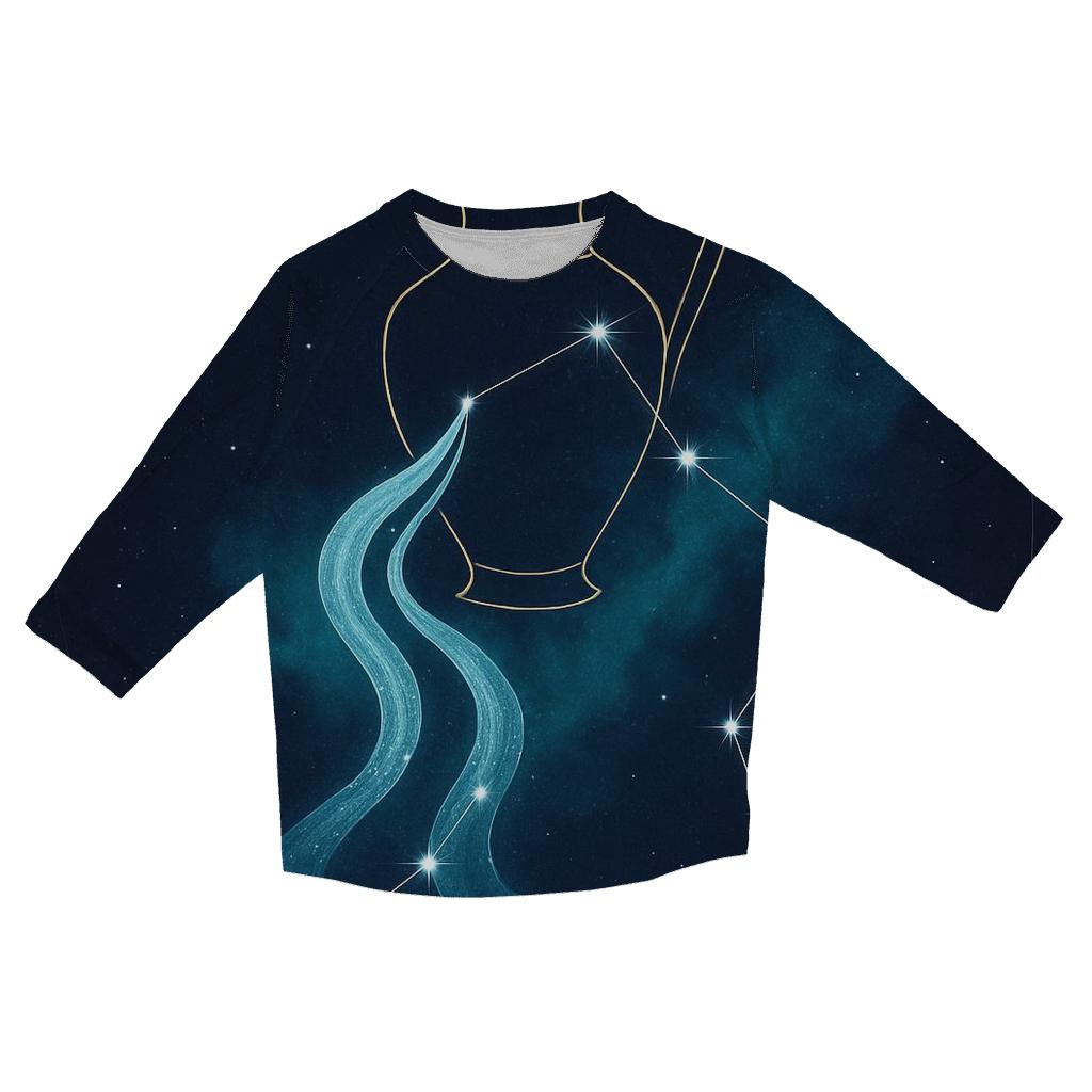 Aquarius Star Pitcher And Flowing Nebula custom 3/4 sleeve shirts