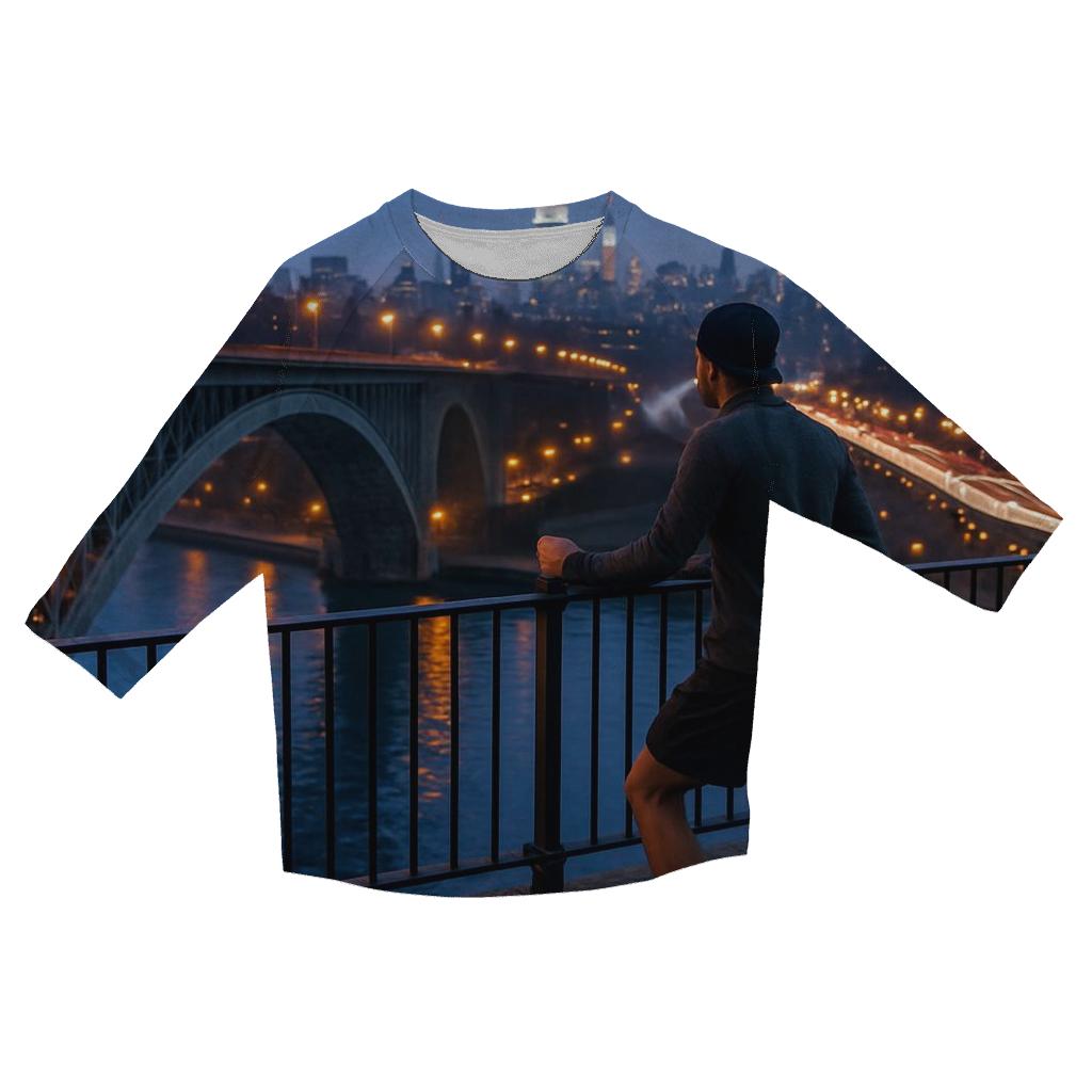 Harlem River Blue Hour From The High Bridge Walkway designer 3/4 sleeve blouses
