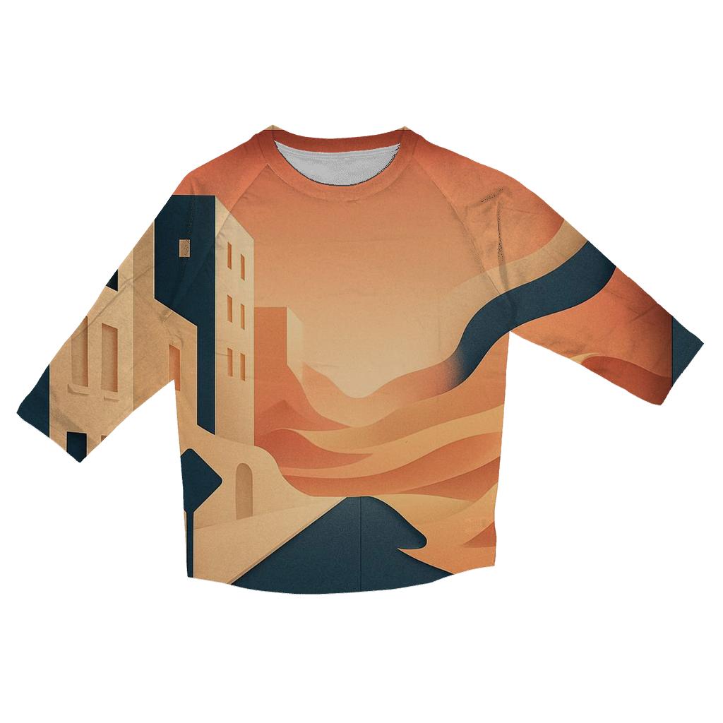 Kinetic Paper Cut City Mirage printed three quarter sleeve shirts