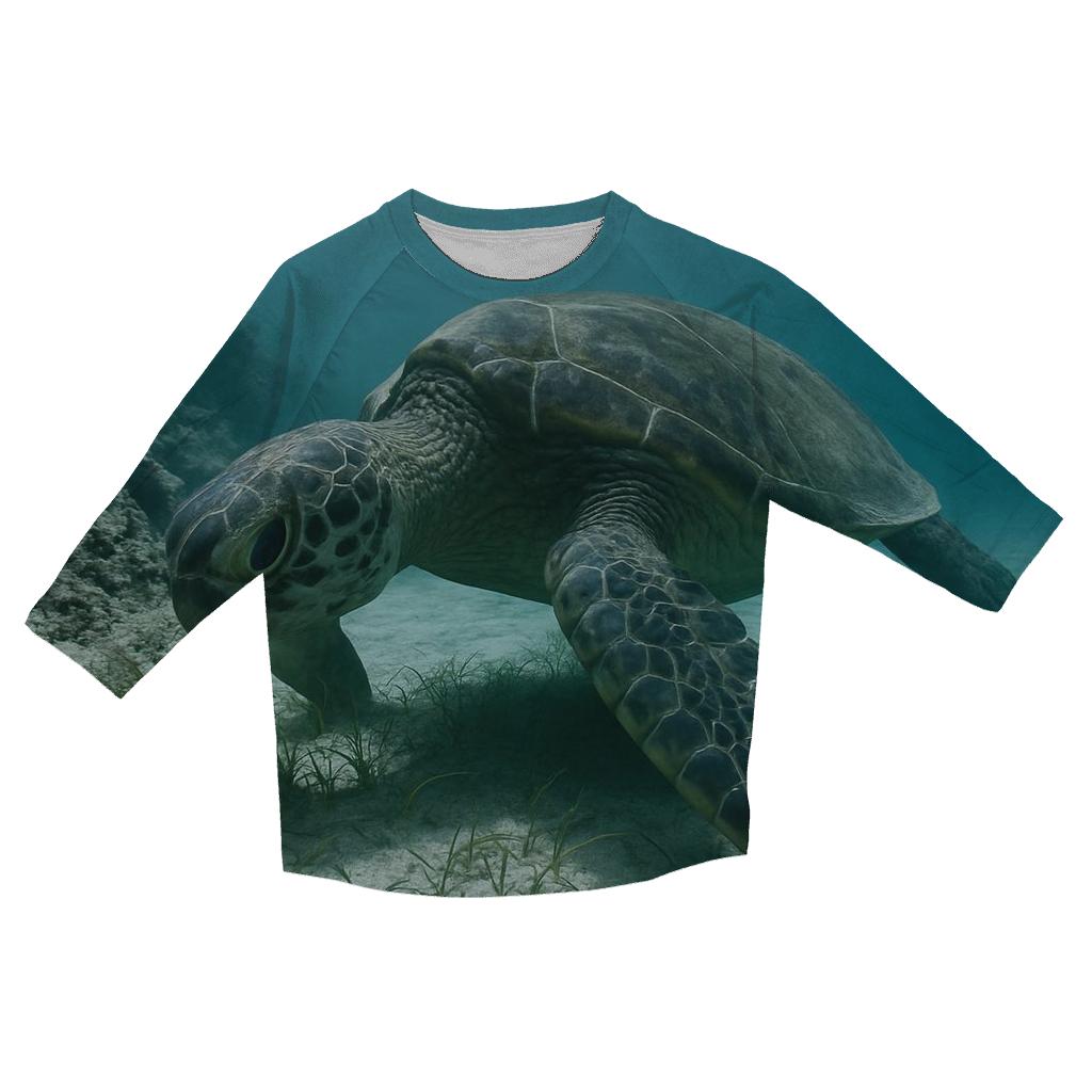 Reef Edge Glide Green Sea Turtle custom 3/4 sleeve shirts