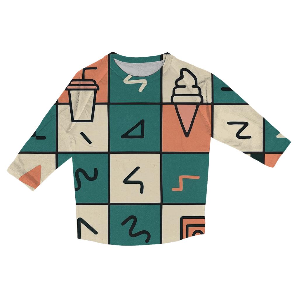 Mall Food Court Neon Tiles personalized 3/4 sleeve tees