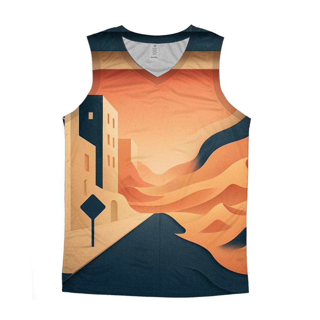 Kinetic Paper Cut City Mirage designer workout tanks