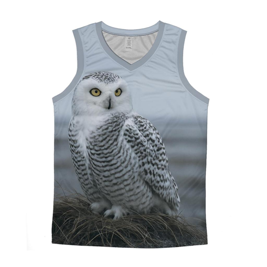 Frostline Sentinel Snowy Owl cotton sleeveless tops