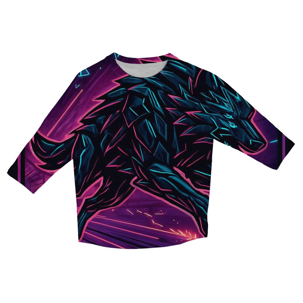 Obsidian Circuit Wolf In The Neon Forge personalized 3/4 sleeve tees