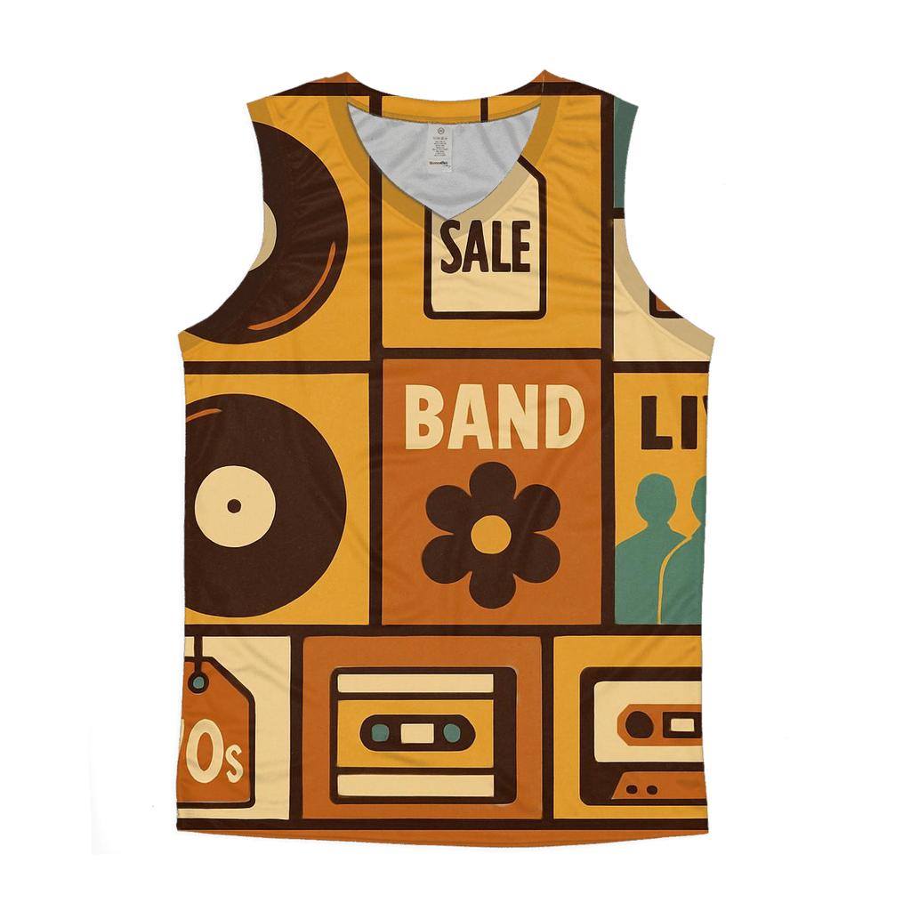 Record Store Window Collage graphic print tank tops