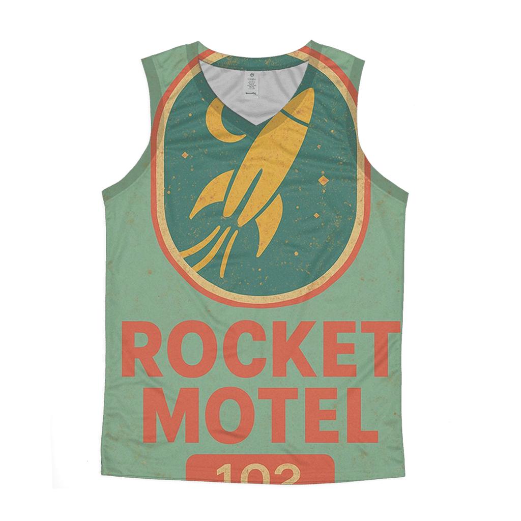 Retro Space Age Motel Keytag Illustration graphic print tank tops