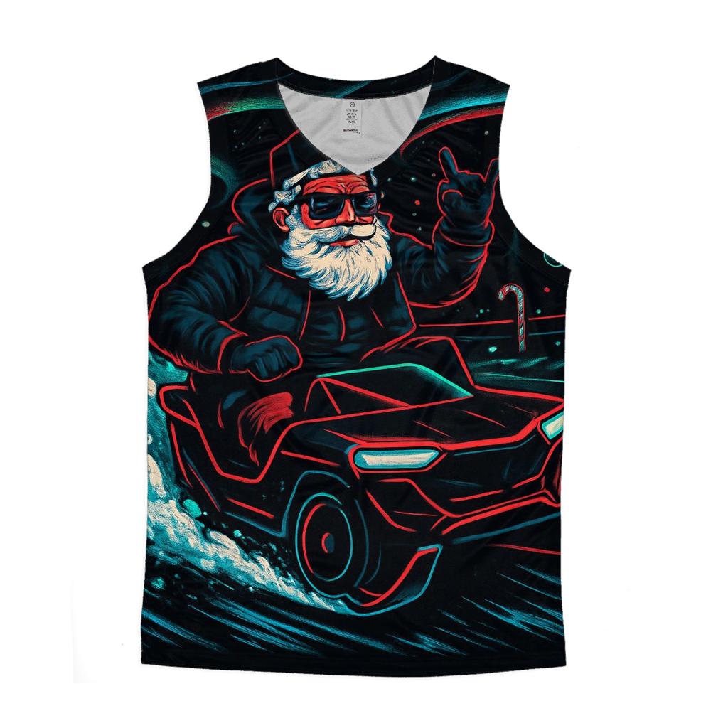 Neon Sleigh Drift Santa stylish racerback tanks