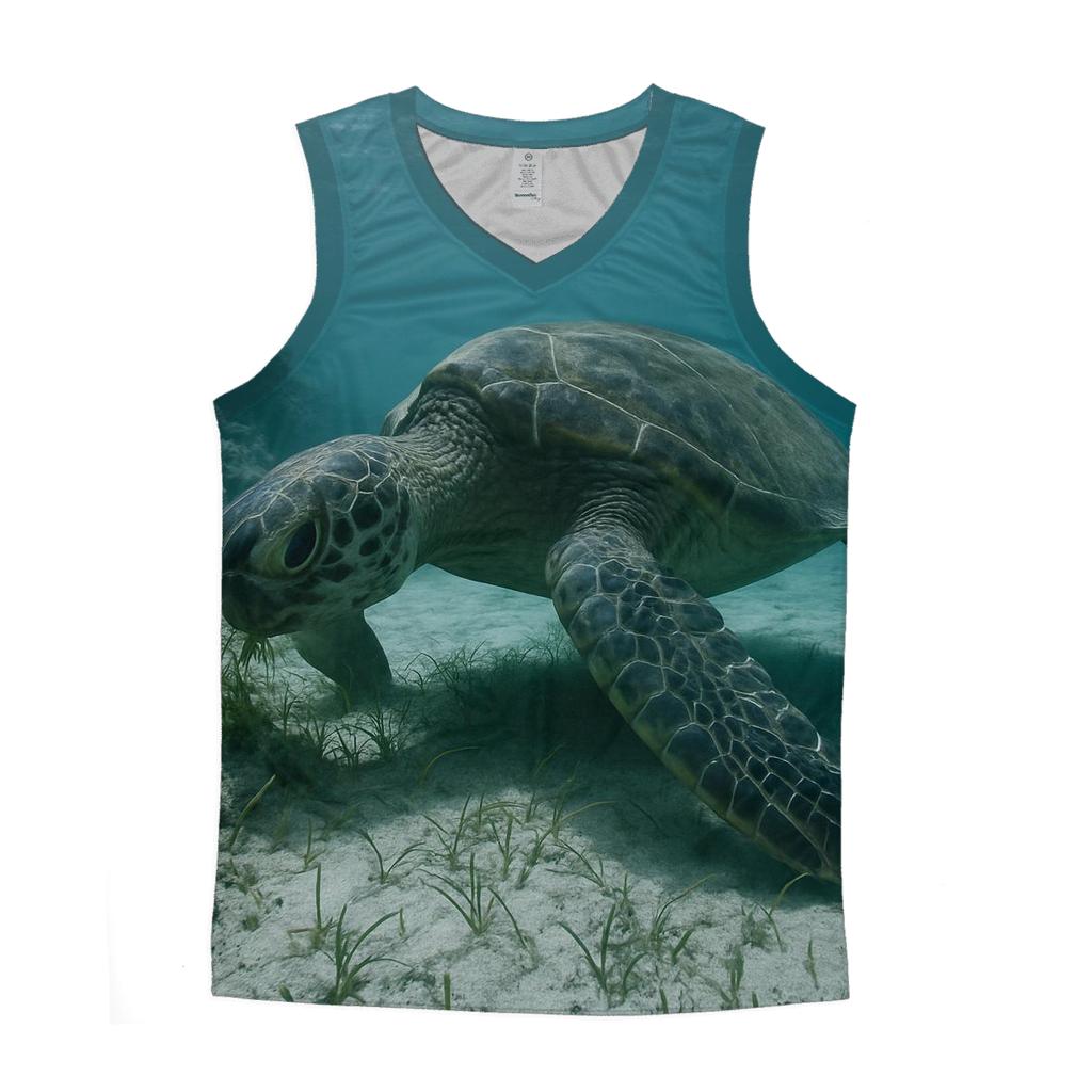 Reef Edge Glide Green Sea Turtle designer workout tanks
