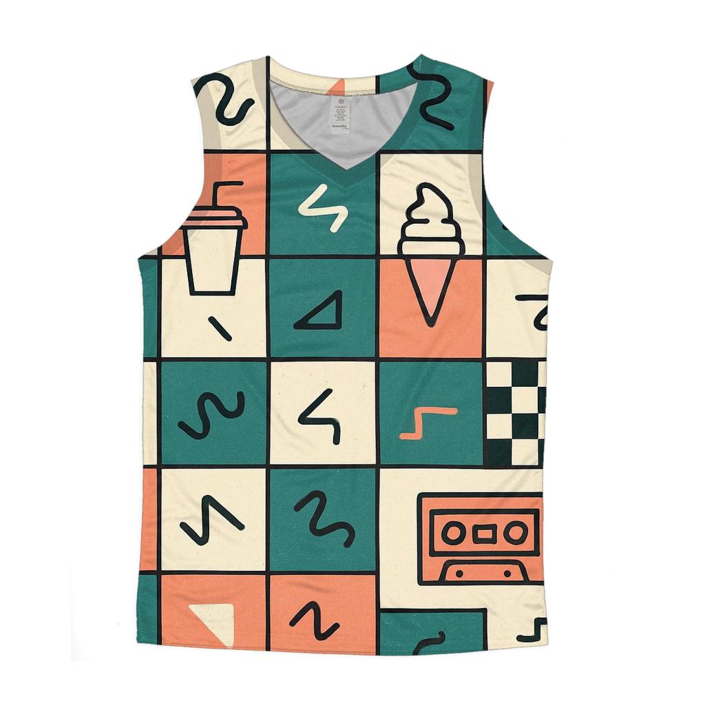 Mall Food Court Neon Tiles graphic print tank tops