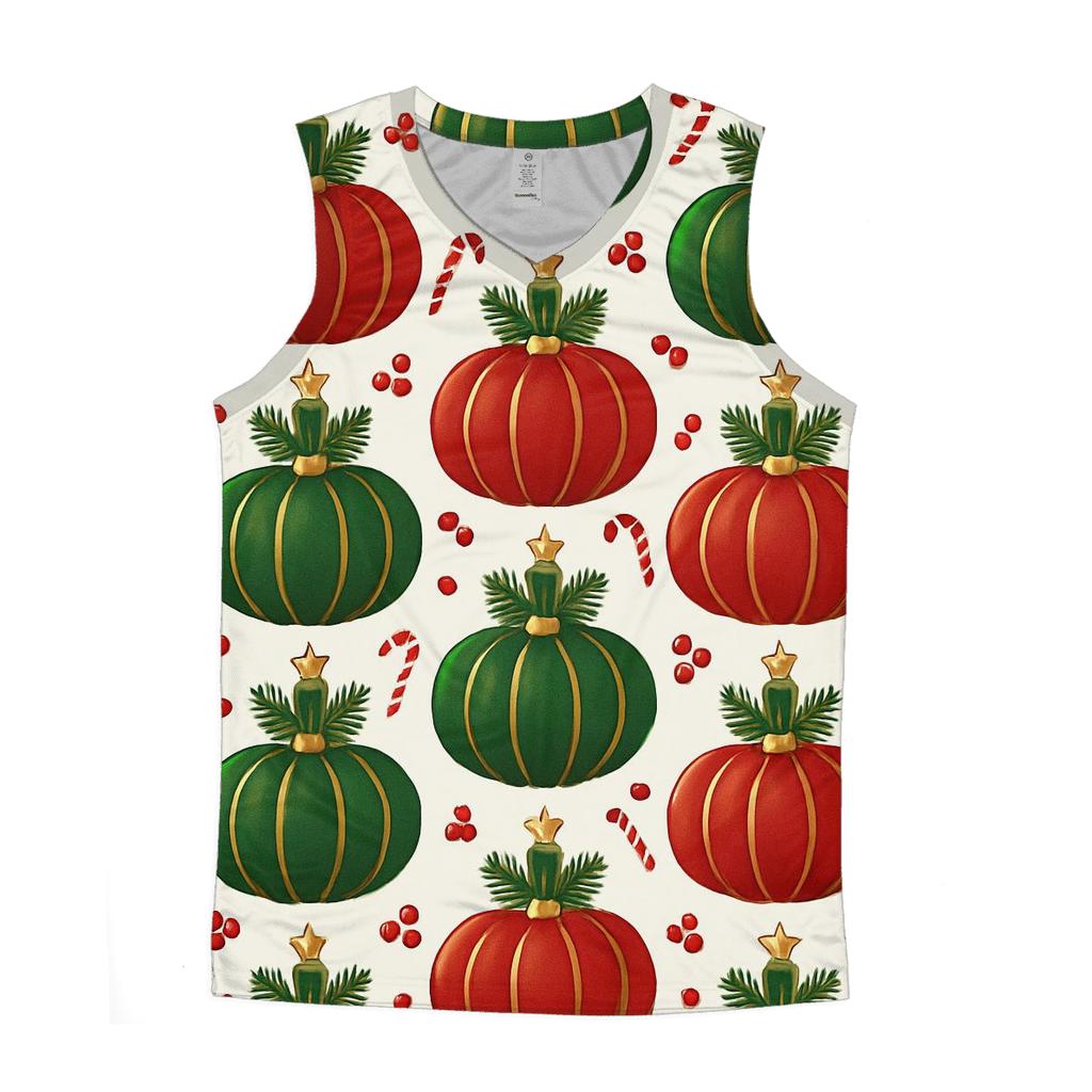 Crimson Ornament Pumpkin Tessellation On Snow White Background cotton sleeveless tops