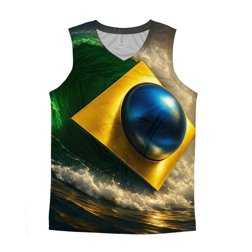 Brazil Metallic Aurora Flag graphic print tank tops