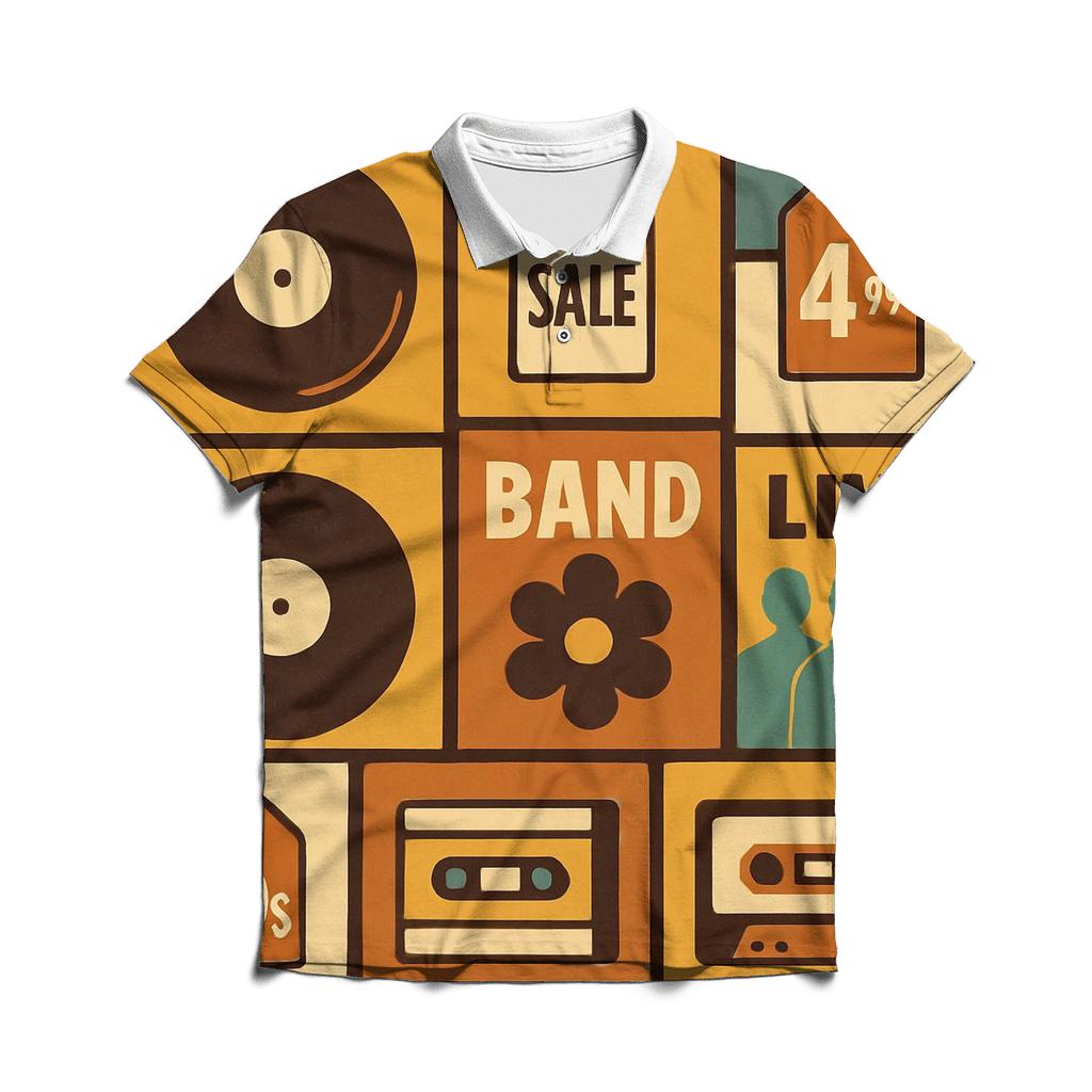 Record Store Window Collage premium cotton polo shirts