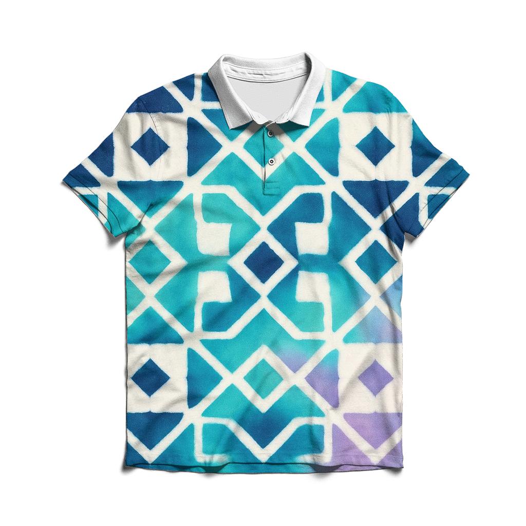 Aurora Itajime Clamp Grid embroidered polo tops