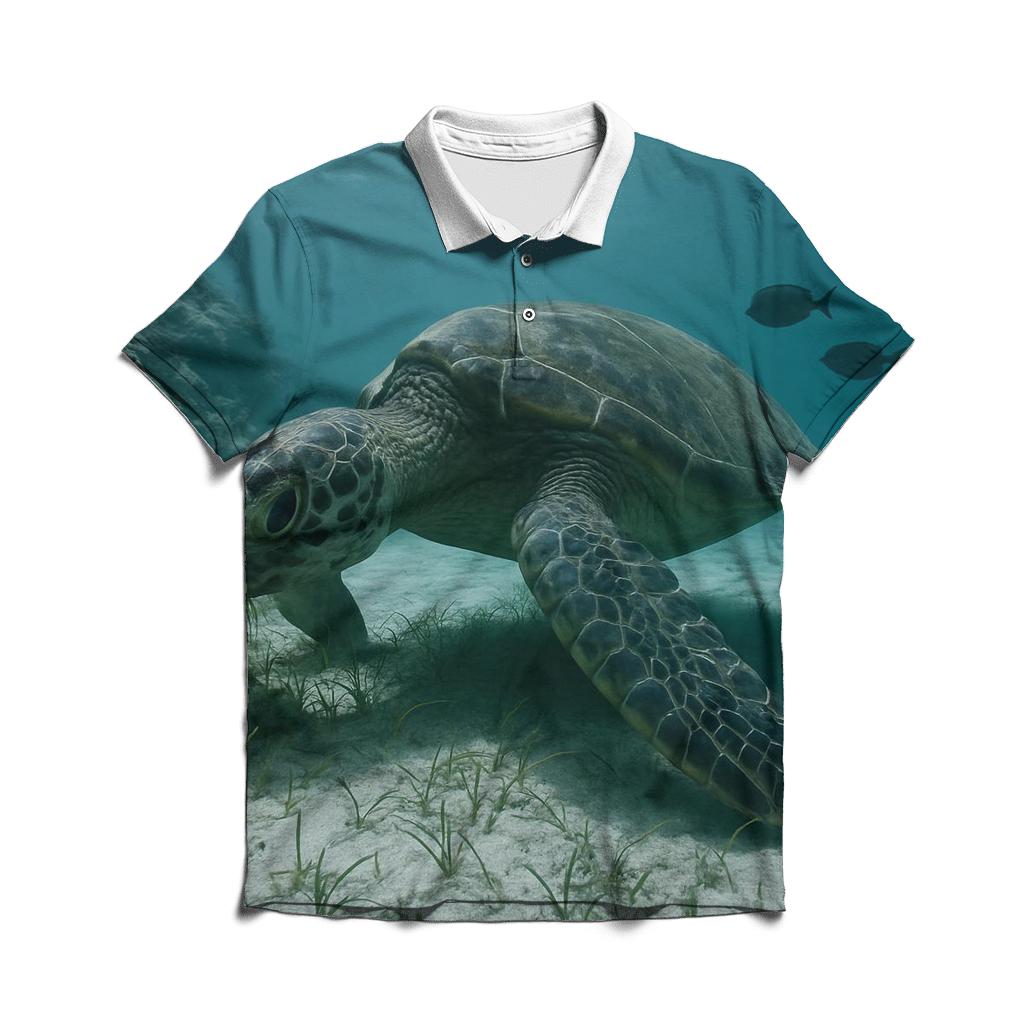 Reef Edge Glide Green Sea Turtle branded logo polo shirts