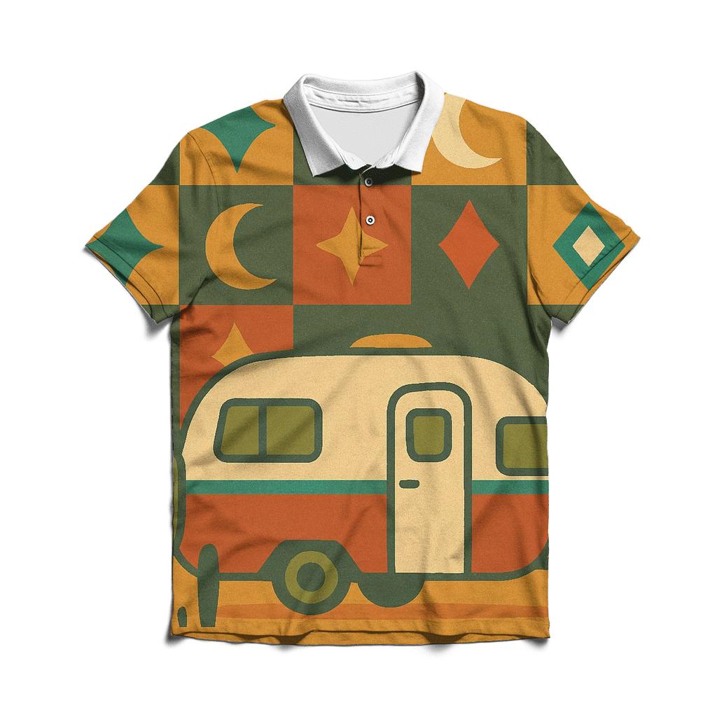 Cosmic Camper Patchwork custom polo shirts