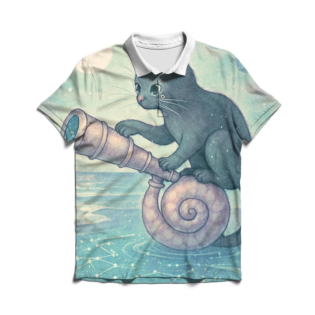 Tidepool Astronomer Cat custom polo shirts
