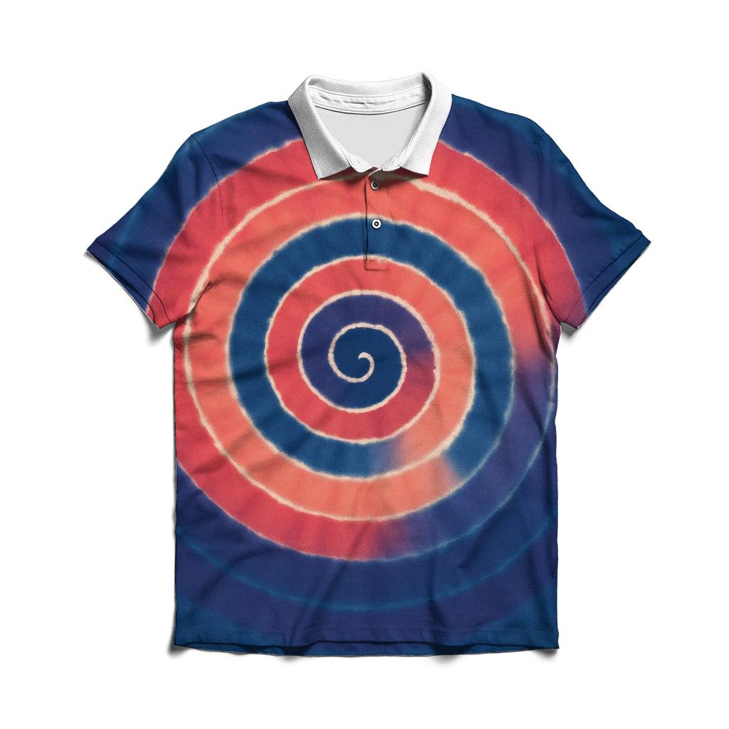 Eclipse Overdye Spiral Bullseye embroidered polo tops