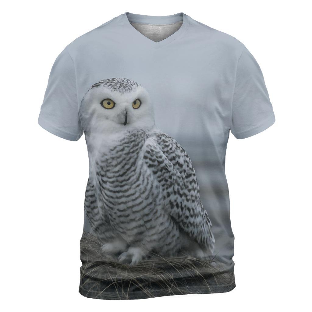 Frostline Sentinel Snowy Owl designer pattern shirts