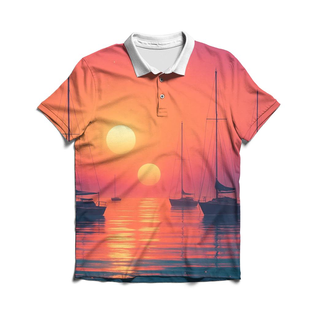 Celestial Harbor Afterglow embroidered polo tops