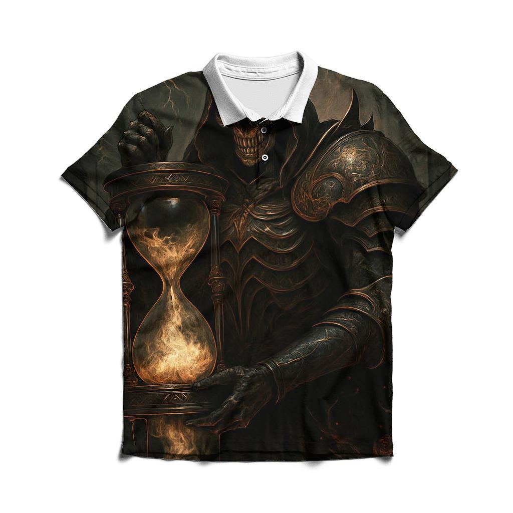 The Obsidian Hourglass Warden branded logo polo shirts