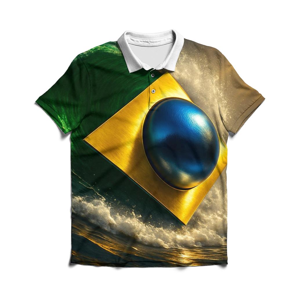 Brazil Metallic Aurora Flag designer slim fit polos