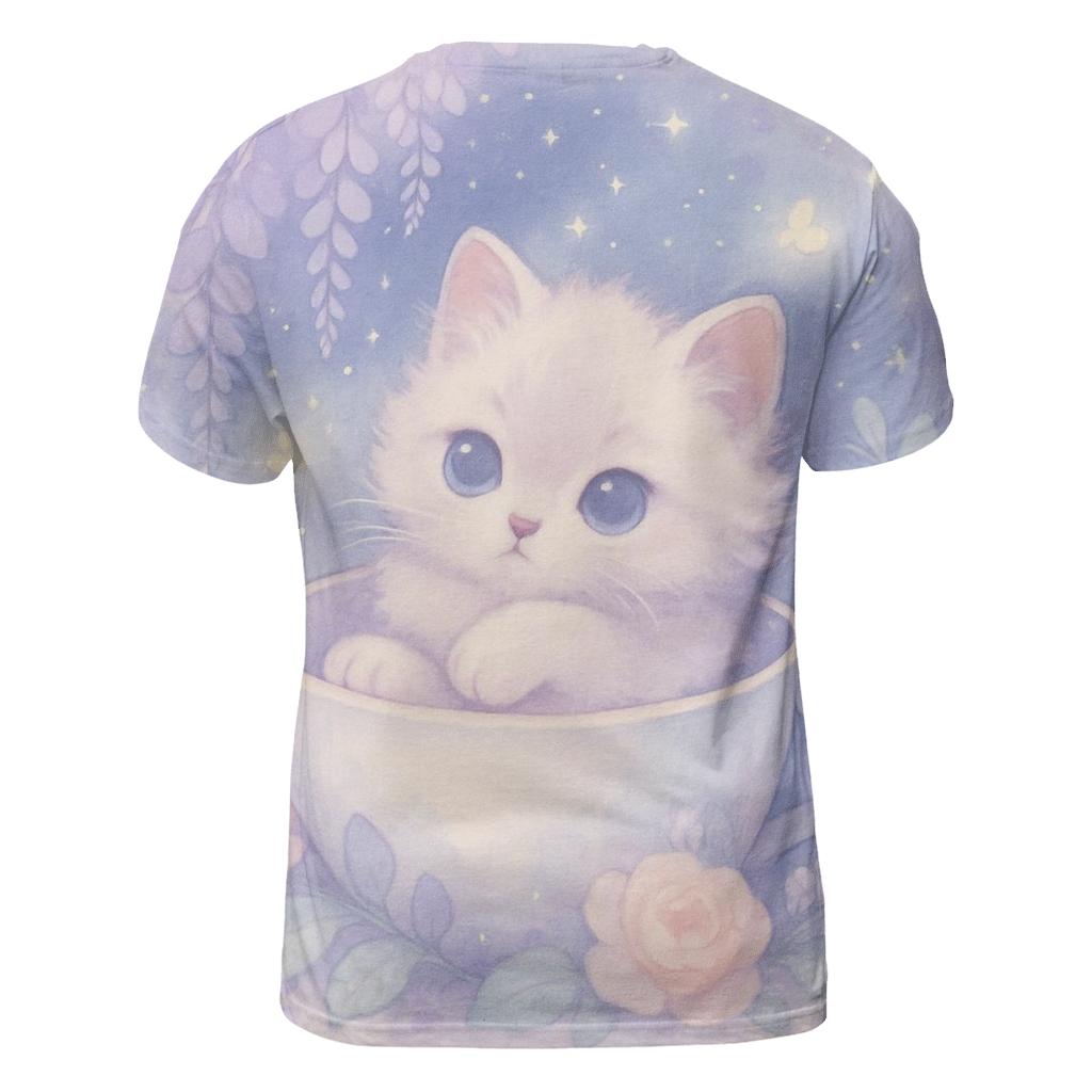Moonlit Teacup Kitten Garden artistic all-over print tops