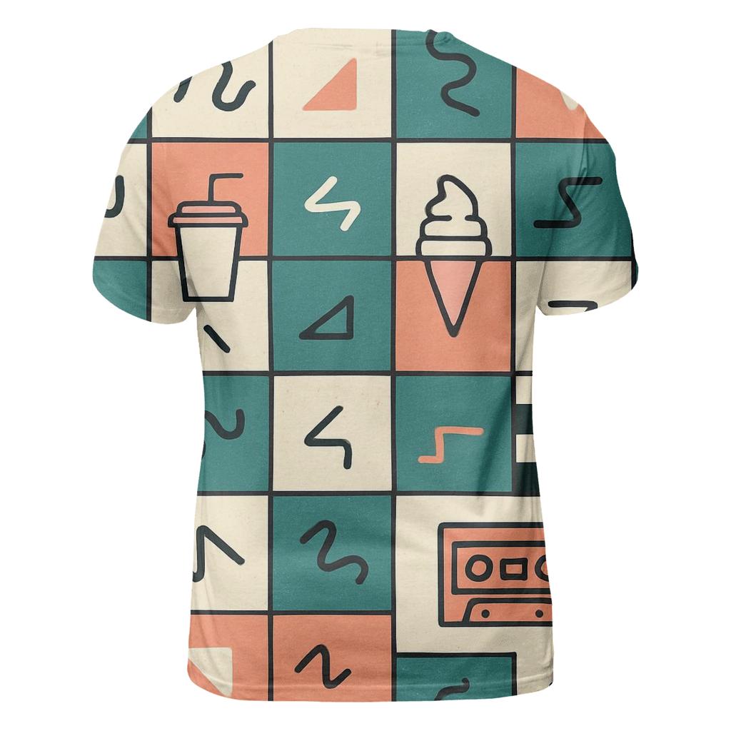 Mall Food Court Neon Tiles artistic all-over print tops