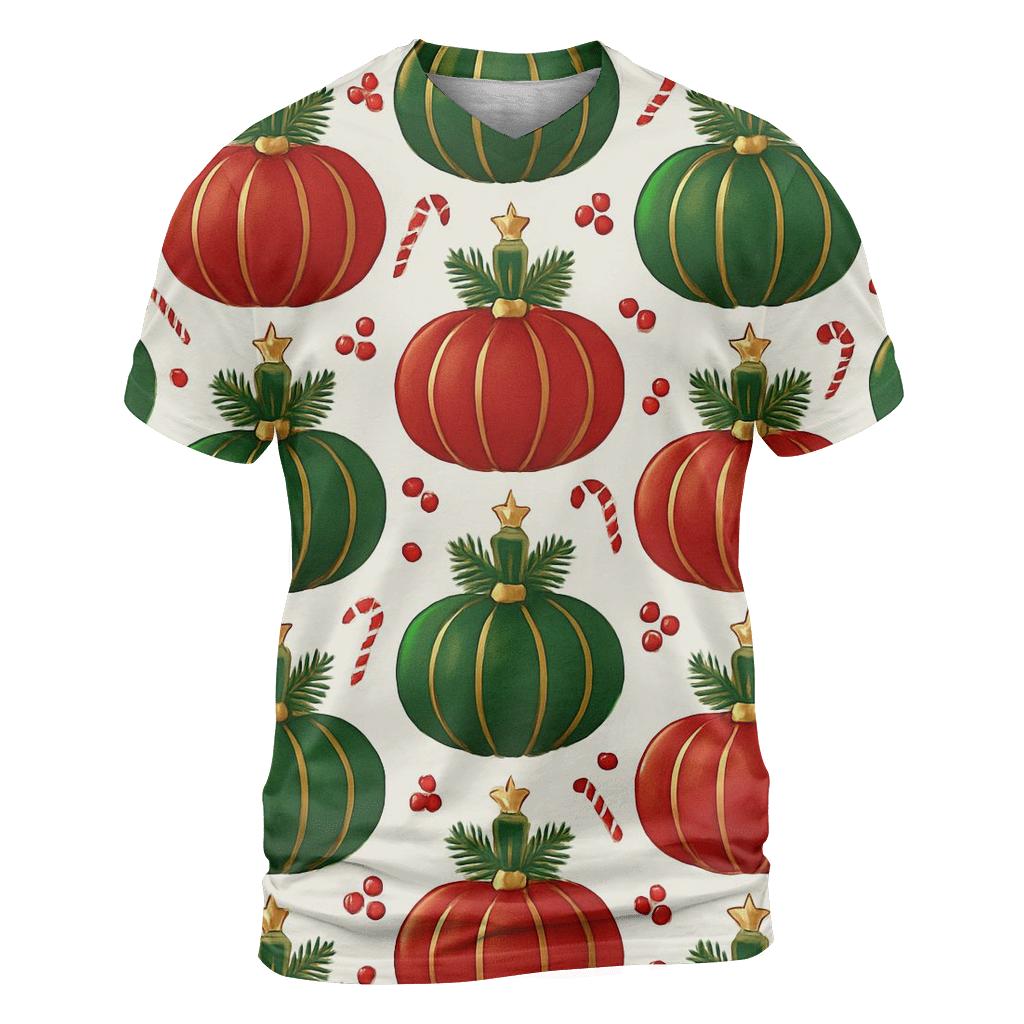 Crimson Ornament Pumpkin Tessellation On Snow White Background custom all-over print shirts